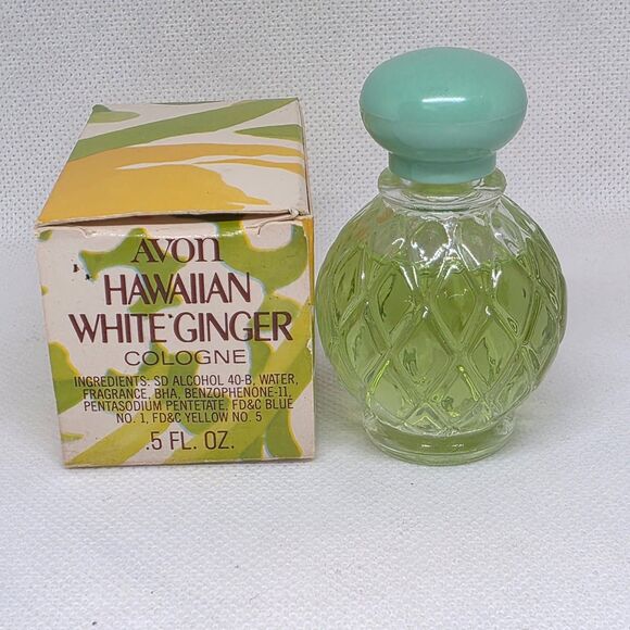 Avon Hawaiian White Ginger Cologne .5 Oz & Avon Violet Cream Sachet (Empty) - Picture 2 of 15